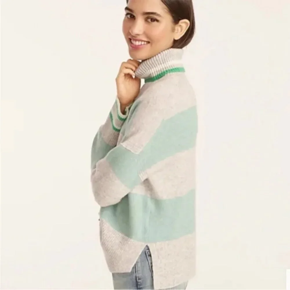 J. Crew Striped Turtleneck Sweater in Supersoft Yarn